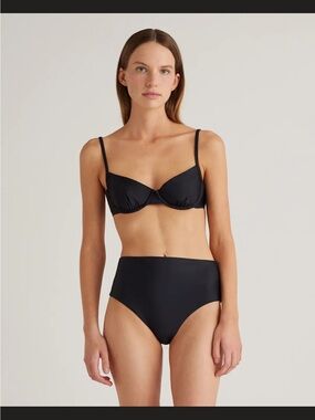 Quince Black High-Waist Underwire Bikini